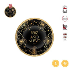 PLATO FELIZ AÑO NUEVO 23CM CARTON 6U | AMBER MOOD OH YEAH | ENVASE 24 UDS. UNIDAD | 8435557728602