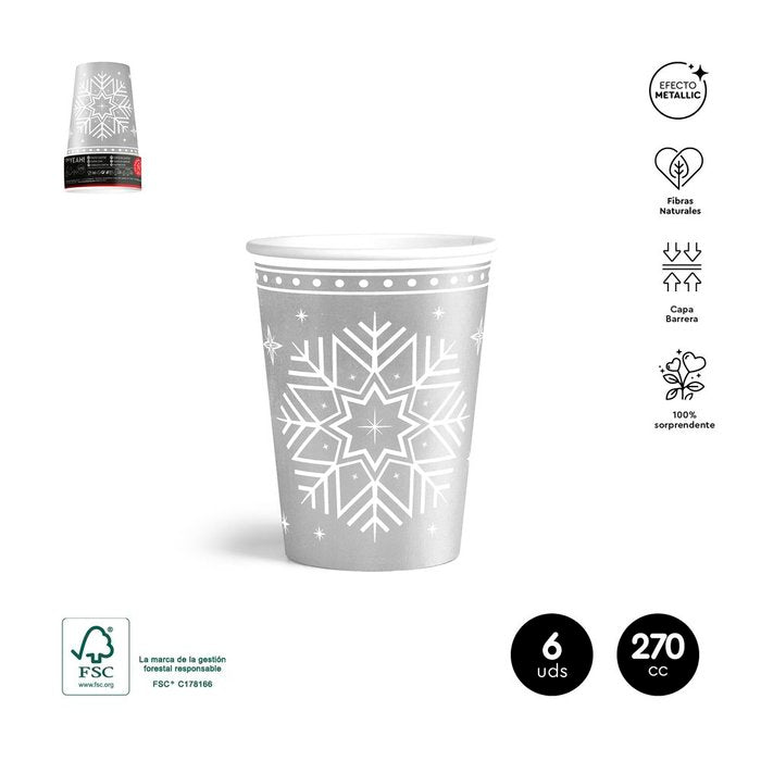 SET 6UDS VASO CARTON NAVIDAD PLATA 270CC | AMBER MOOD OH YEAH | 1 UNIDAD | 8435557728916