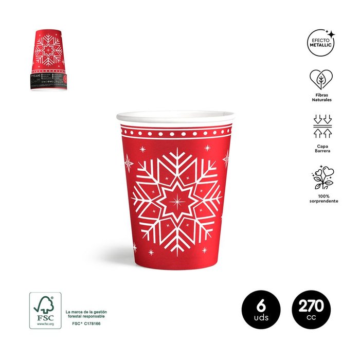 SET 6UDS VASO CARTON NAVIDAD ROJO 270CC | AMBER MOOD OH YEAH | ENVASE 32 UDS. UNIDAD | 8435557728923
