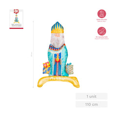 GLOBO FOIL BASE PIE REY MELCHOR 110CM 43'' 1UD | AMBER MOOD OH YEAH | 1 UNIDAD | 8435557735433