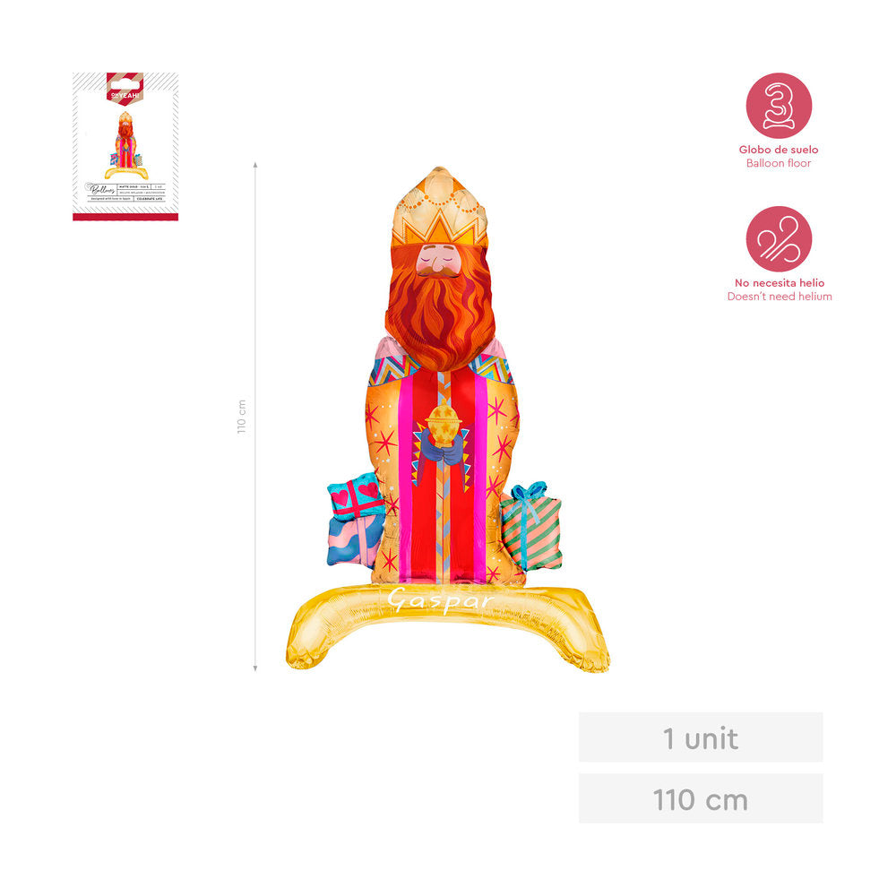 GLOBO FOIL BASE PIE REY GASPAR 110CM 43'' | AMBER MOOD OH YEAH | 1 UNIDAD | 8435557735440