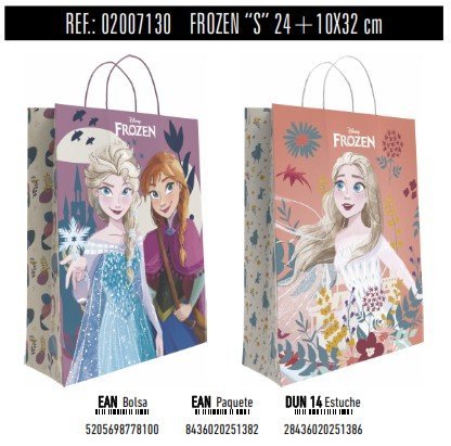 BOLSA REGALO PAPEL FROZEN DISNEY 10X24X32 ASA RETORCIDA SUR | ANDINA | 1 UNIDAD | 8436020251382