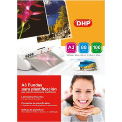 FUNDA PLASTIFICAR A3 DHP 80 MIC 303X426MM C/100 BRILLO | 100 UNIDADES | (DHP COMERPA SLU)