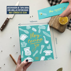 RECETARIO ARCHIVADOR TURQUESA | Caja regalo con separadores y hojas para recetas - PEDRITA PARKER