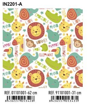 PAPEL REGALO BOBINA INFANTIL 62CM JUNGLA IN2201-A | ANDINA | 1 UNIDAD | 8436557053428