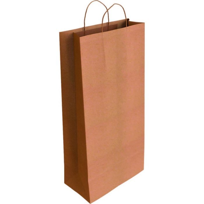 BOLSA PAPEL KRAFT MARRON BOTELLA 18X8X39 CM | ANDINA | ENVASE 50 UDS. UNIDAD | 8436557058324