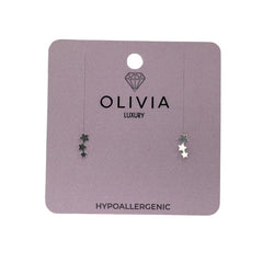 PENDIENTES ESTRELLAS HIPOALERGENICO BAÑADOS EN PLATA DE LEY | OLIVIA LUXURY | 1 UNIDAD | 8436589362857