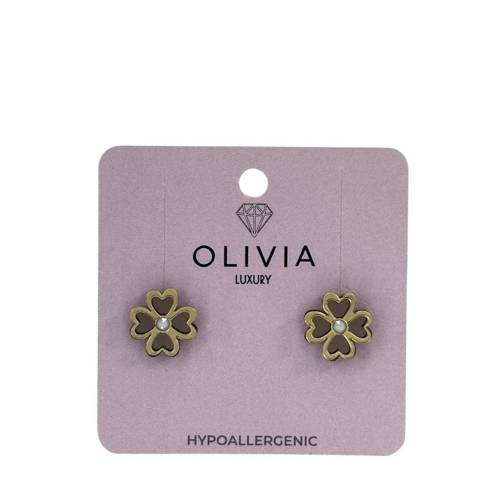 PENDIENTES TREBOL HIPOALERGENICO OCRE | OLIVIA LUXURY | 1 UNIDAD | 8436589362970