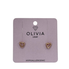 PENDIENTES CORAZON HIPOALERGENICO BAÑADO EN ORO 24 K | OLIVIA LUXURY | 1 UNIDAD | 8436589367623