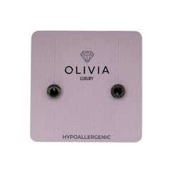 PENDIENTES RELOJ HIPOALERGENICOS RIVOLI BLACK | OLIVIA LUXURY | 1 UNIDAD | 8436589367722