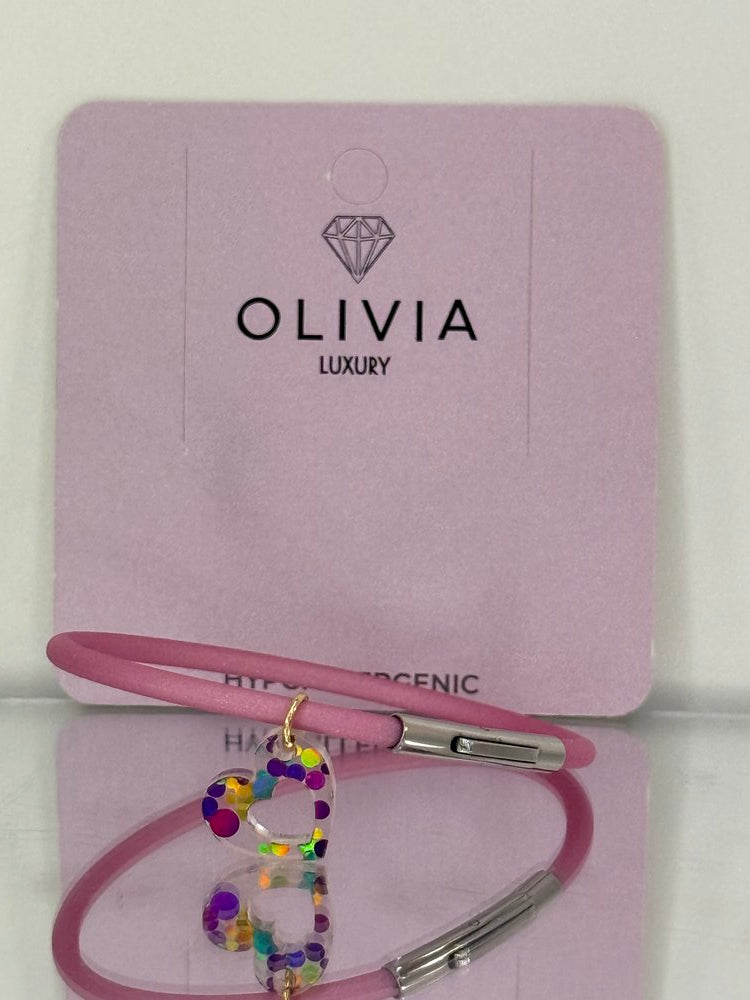 PULSERA FANTASY ROSA BRILLA CORAZON ADAPTABLE CON CHARMS | OLIVIA LUXURY | 1 UNIDAD | 8436589369948