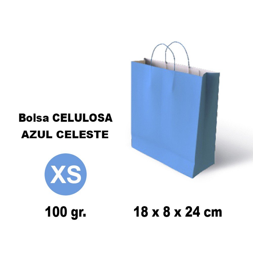 BOLSA CELULOSA XS 18X8X24 100G AZUL CLARO 25 UNIDADES | GRAFOPLAS | ENVASE 25 UDS. UNIDAD | 8436618710536