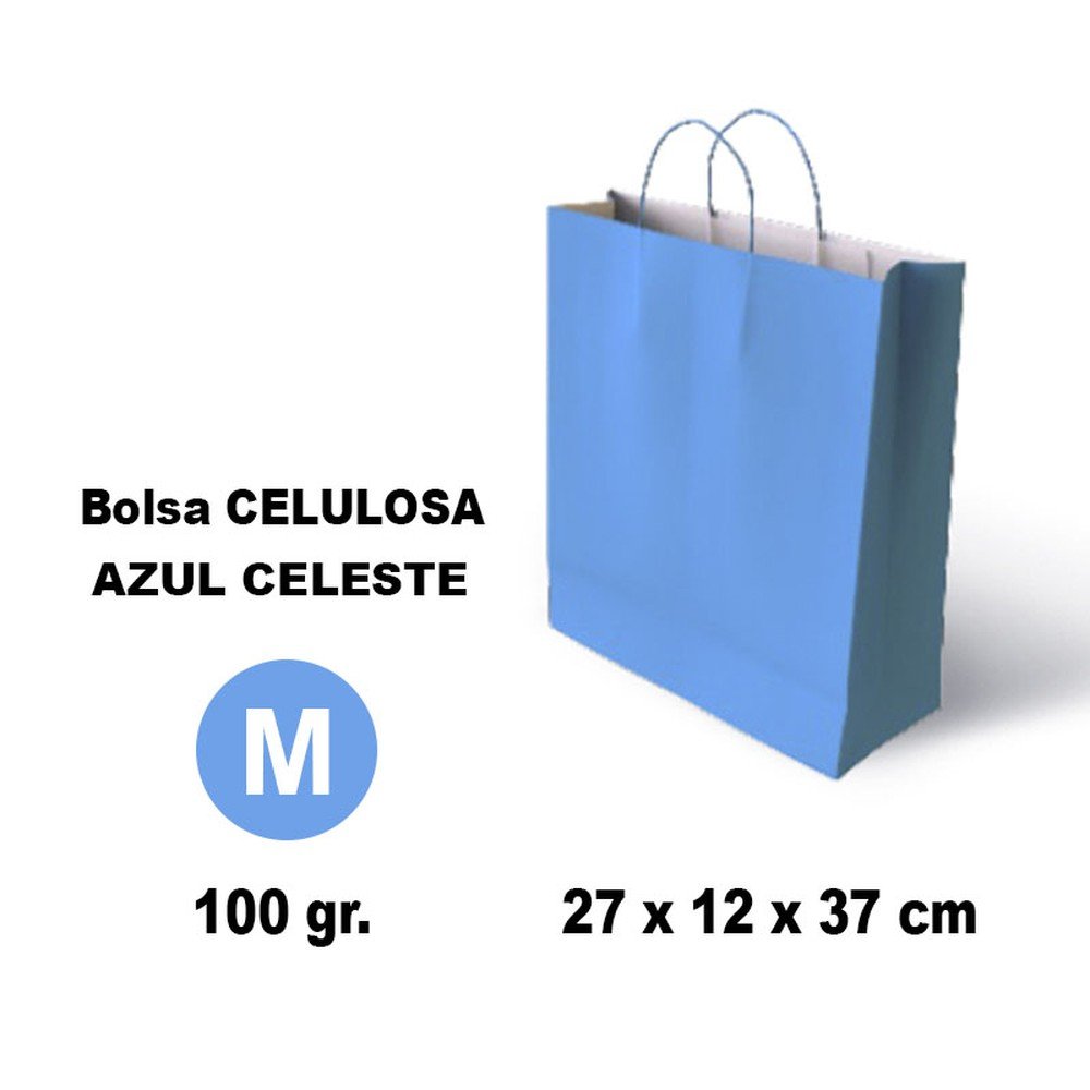 BOLSA CELULOSA M 27X12X37 100G AZUL CLARO 25 UNIDADES | GRAFOPLAS | ENVASE 25 UDS. UNIDAD | 8436618710772