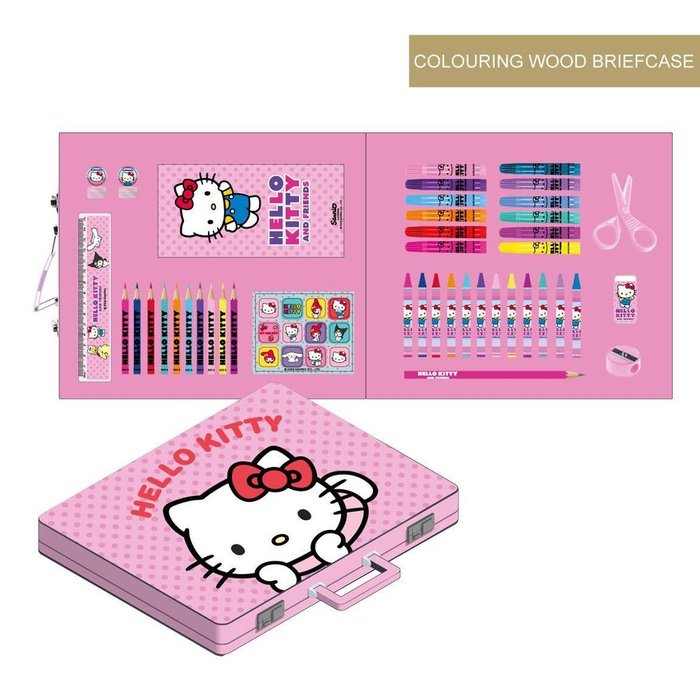 SET PAPELERIA COLOREABLE MALETIN PREMIUM HELLO KITTY | CERDA REGALO | 1 UNIDAD | 8445484513219