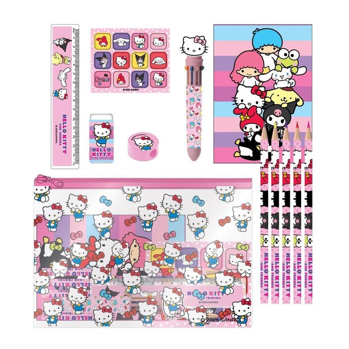 SET ESTUCHE TRANSPARENTE CON ACCESORIOS HELLO KITTY | CERDA REGALO | 1 UNIDAD | 8445484513257