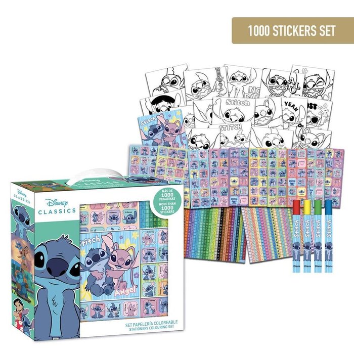 SET MEGA PACK STICKERS + SET DE COLOREAR 1000 PZS STITCH | CERDA REGALO | 1 UNIDAD | 8445484513295