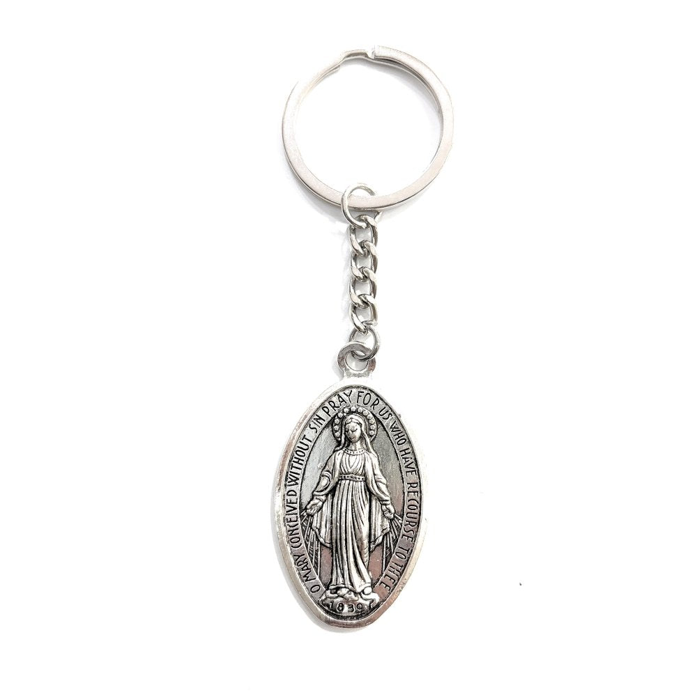 LLAVERO METAL MILAGROSA BAÑO DE PLATA 40MM OVAL | DE BUSSY | ENVASE 5 UDS. UNIDAD | 8488000031279