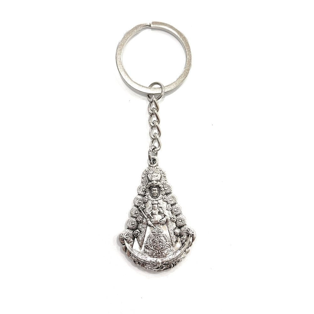 LLAVERO VIRGEN ROCIO SILUETA METAL BAÑO PLATA 40MM | DE BUSSY | ENVASE 5 UDS. UNIDAD | 8488000031316