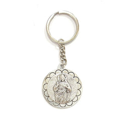 LLAVERO METAL CORAZON JESUS BAÑO DE PLATA 36MM | DE BUSSY | ENVASE 5 UDS. UNIDAD | 8488000031378