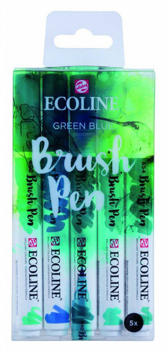 Rotulador Ecoline Brushpen Verde Azul 5 Unidades | Talens España | Pack 1 Unidades