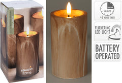 VELA LED EFECTO MADERA 75X75X125MM | KOOPMAN | 1 UNIDAD | 8720573771467