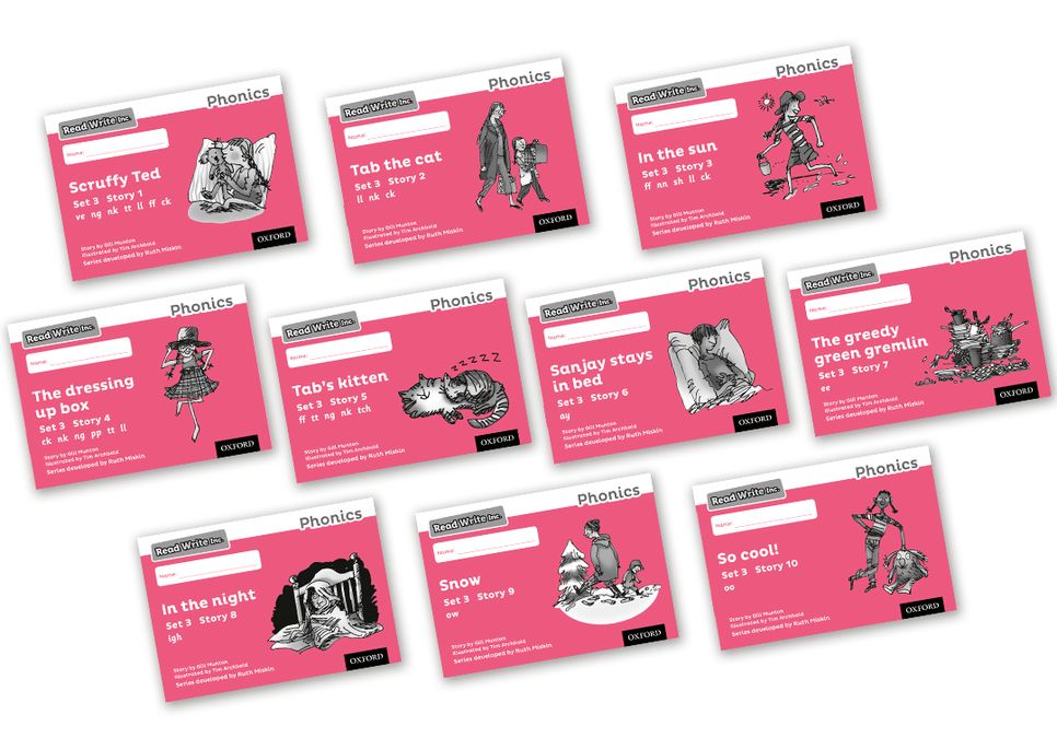 Read Write Inc - Phonics Set 3 Pink Story Books - Black and White Pack of 10 | Varios autores | 9780198372752 (OXFORD)