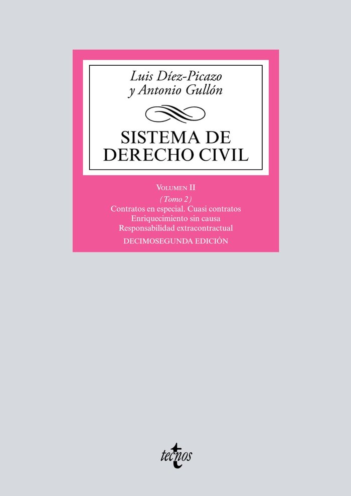 SISTEMA DE DERECHO CIVIL VOLII TOMO 2 TECNOS 12ªED - 9788430974641