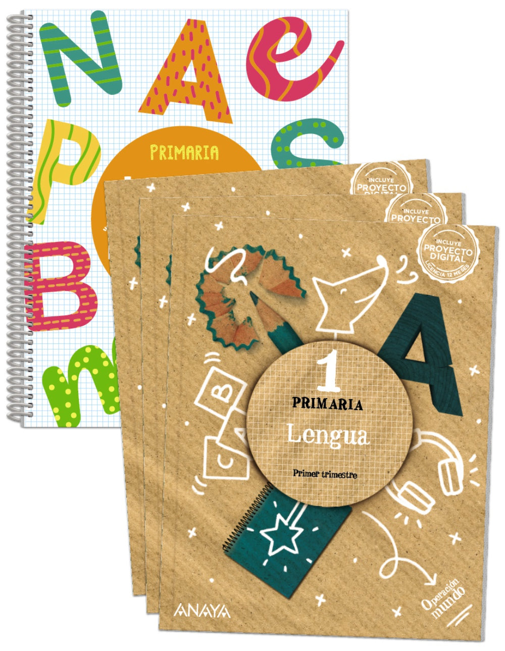 Lengua 1. Cuadrícula. (Incluye Lectoescritura cuadrícula) (1º Primaria) Operación Mundo | Varios autores | 9788469892343 (ANAYA TEXTO)