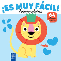 ¡Es muy fácil! Pega y colorea. León. YOYO (Yoyo) 9788408295655