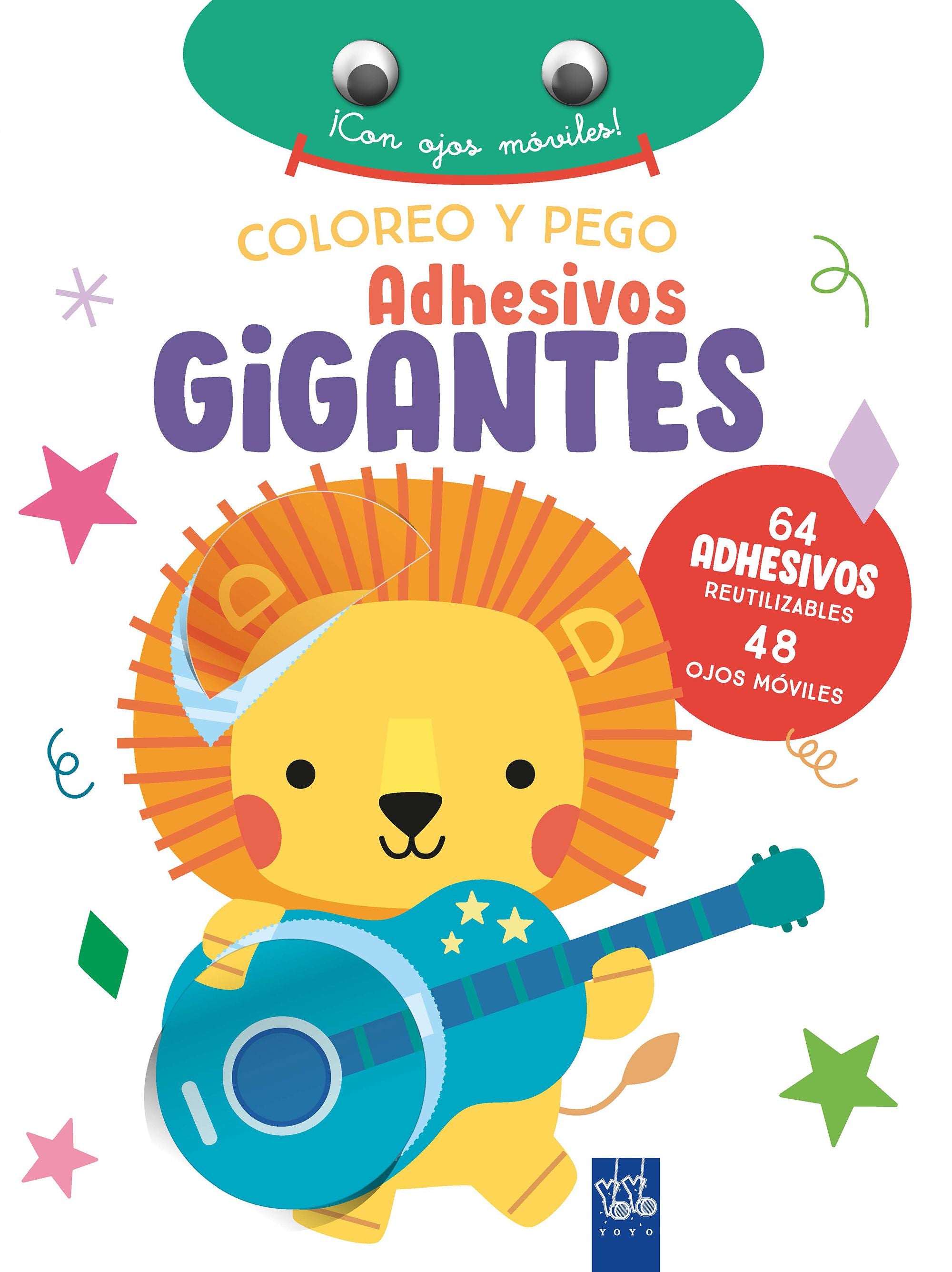 Coloreo y pego adhesivos gigantes. León. YOYO (Yoyo) 9788408266389