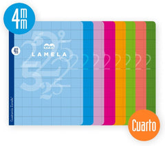 Cuaderno Libreta LAMELA, 4º 50H Cuadrovía mm. Tapa Básica
