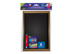 ✅ PIZARRA NEGRA CON PORTATIZAS + 6 TIZAS+ BORRADOR