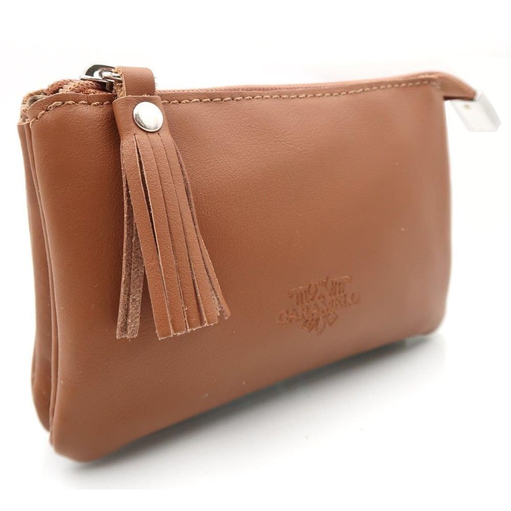 Monedero piel Napa Cuero Caramelo 14,5x4,5x9,5 cm