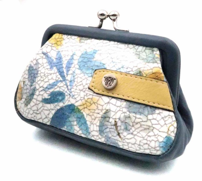MONEDERO PIEL CON CIERRE BOQUILLA FLORES 12X7 | CARAMELO | 1 UNIDAD | 8109538