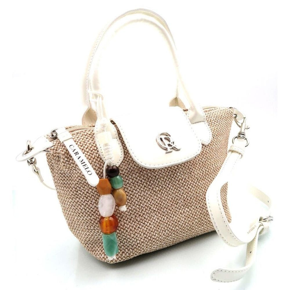Bolso Rafia Charol Blanco Neus Caramelo Imagen principal del producto