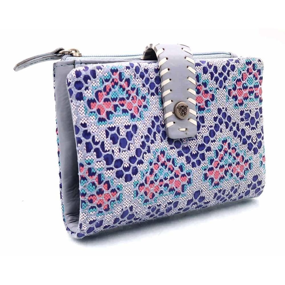 Cartera de Piel Print Napa Azul CARAMELO