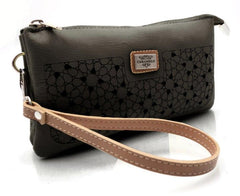 MONEDERO NECESER PIEL CON ASA DE MANO LASER 19,5X11 NEGRO | CARAMELO | 1 UNIDAD | 82135010