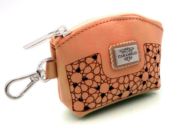 MONEDERO PIEL CREMALLERA Y MOSQUETON COLGAR LASER 11X7,5 NA | CARAMELO | 1 UNIDAD | 82139193