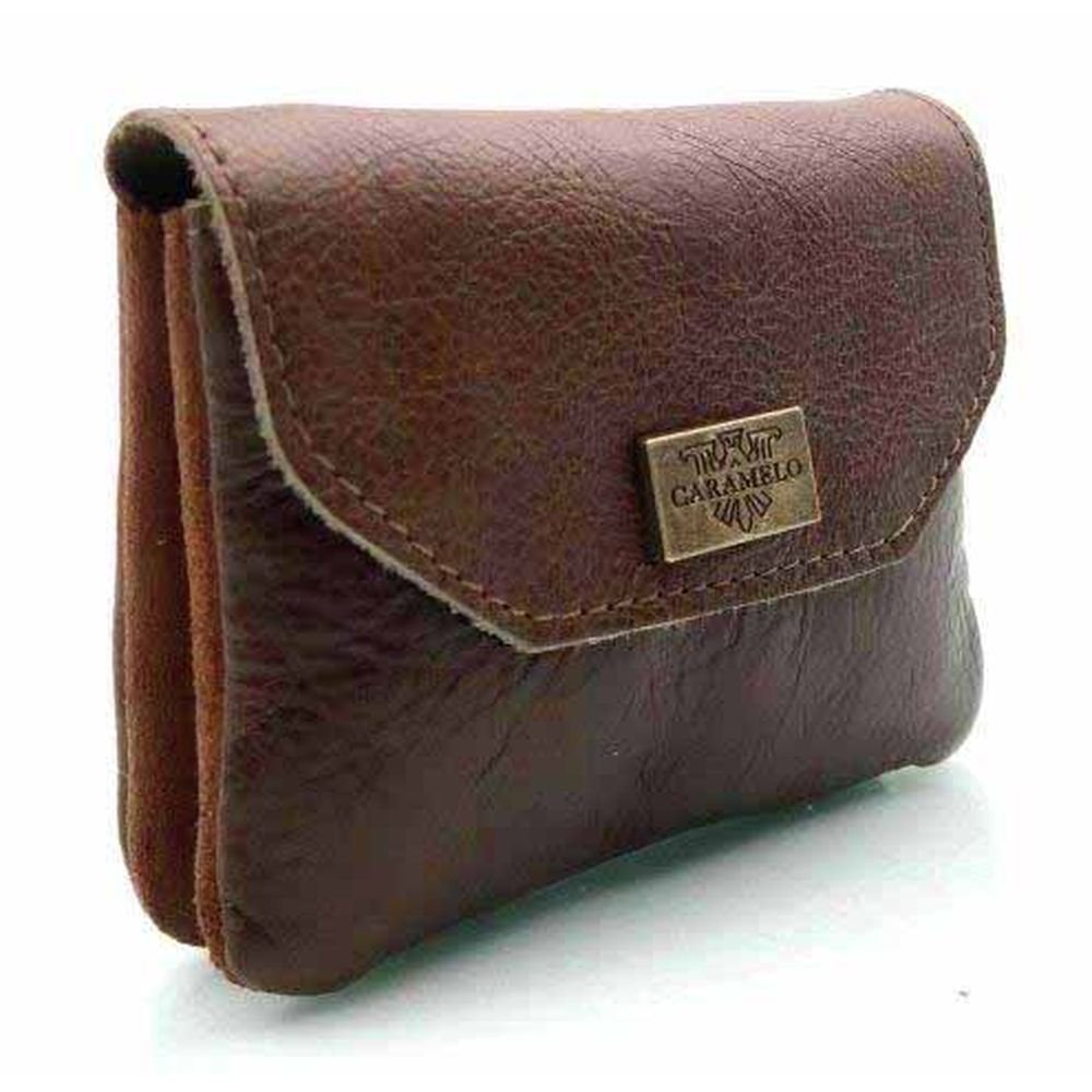 MONEDERO PIEL PEQUEÑO SOLAPA VEGETAL MARRON | CARAMELO | 1 UNIDAD | 82216290