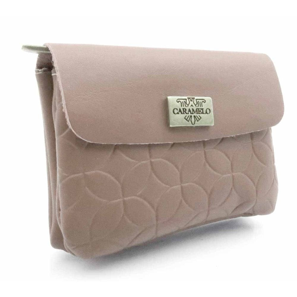 MONEDERO PIEL CIRCULOS DOBLE CON SOLAPA CAMEL | CARAMELO | 1 UNIDAD | 82299910