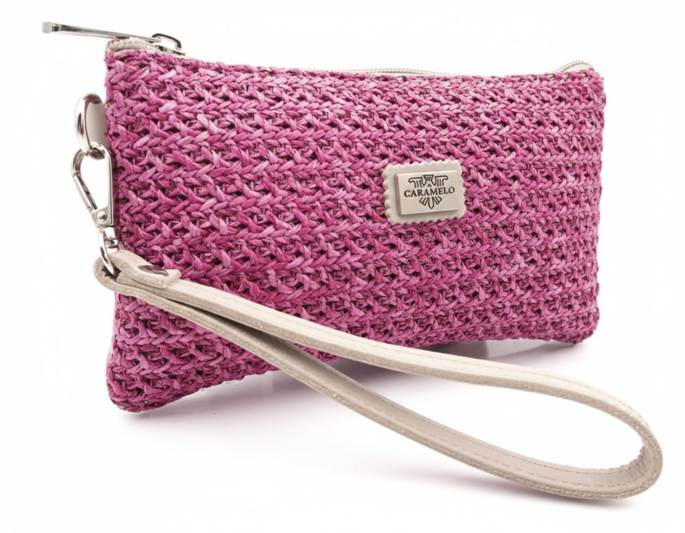 Monedero Napa Rafia Degrade Fuxia Caramelo