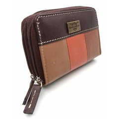 BILLETERA PIEL TRICOLOR DOBLE CREMALLERA MARRON | CARAMELO | 1 UNIDAD | 810957280
