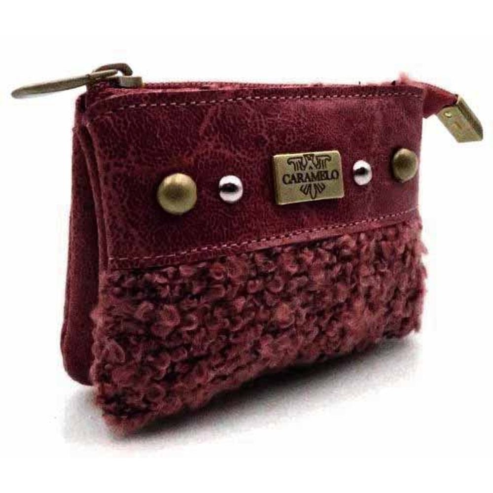 MONEDERO PIEL/LANA BORREGUITO CREMALLERA BURDEOS | CARAMELO | 1 UNIDAD | 822351304