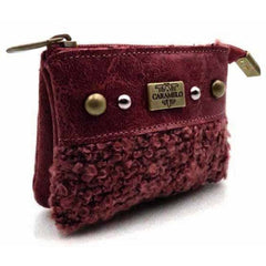 MONEDERO PIEL/LANA BORREGUITO CREMALLERA BURDEOS | CARAMELO | 1 UNIDAD | 822351304