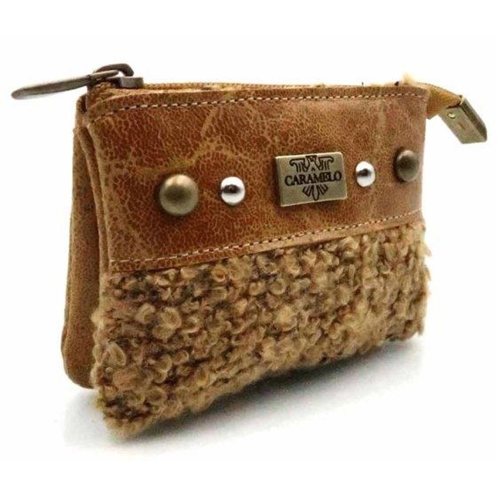 MONEDERO PIEL/LANA BORREGUITO CREMALLERA MOSTAZA | CARAMELO | 1 UNIDAD | 822352080