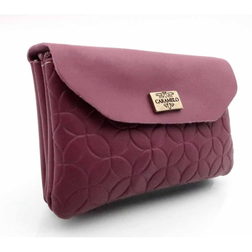 MONEDERO PIEL CIRCULOS DOBLE CON SOLAPA BURDEOS | CARAMELO | 1 UNIDAD | 822981358