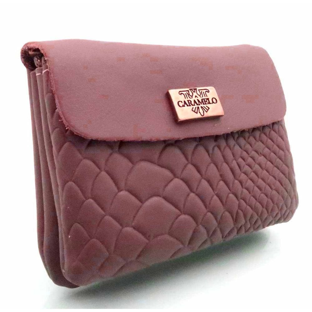 MONEDERO PIEL SNIKE DOBLE CON SOLAPA TEJA | CARAMELO | 1 UNIDAD | 823011948