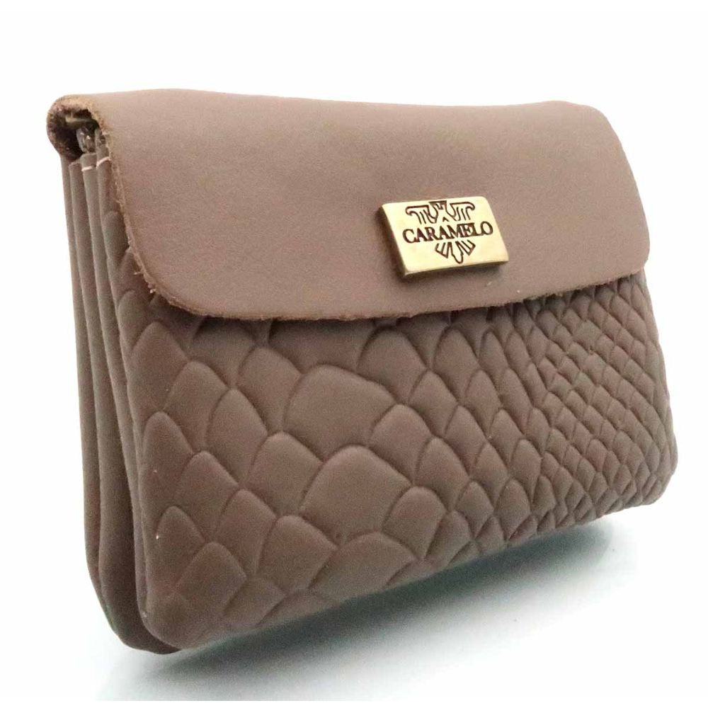 MONEDERO PIEL SNIKE DOBLE CON SOLAPA TAUPE | CARAMELO | 1 UNIDAD | 823013232