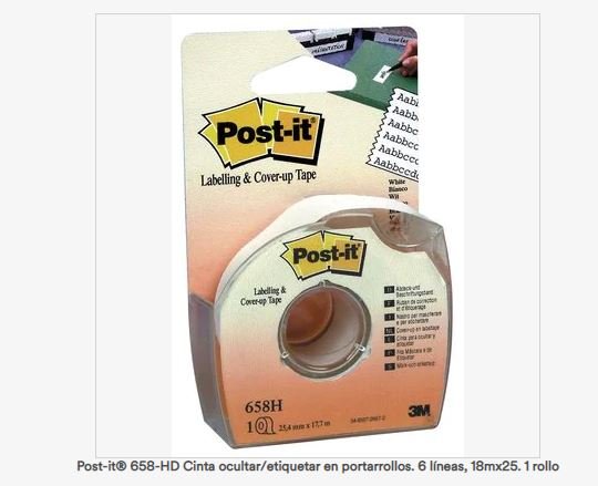 POST-IT CINTA OCULTAR 6 LINEA 25X18MM BLANCO | 1 UNIDADES | (POST-IT) Imagen principal del producto