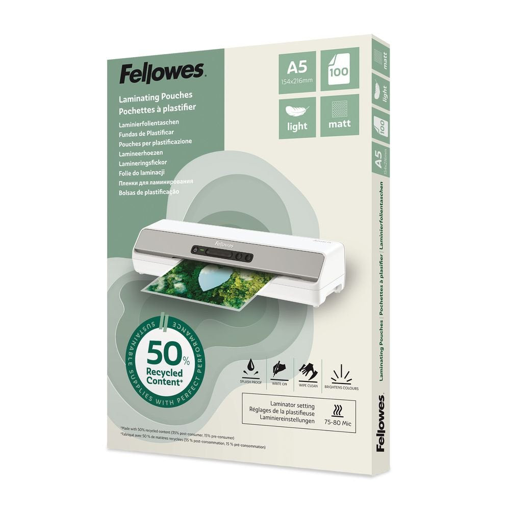 Funda plastificar Fellowes A5 80 micras mate 50 unidades